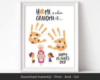 Mothers Day Handprint Art, DIY Mothers Day Gift for Grandma, Gift from Grandkids, Handprint Mothers Day Craft, My First Mothers Day Craft