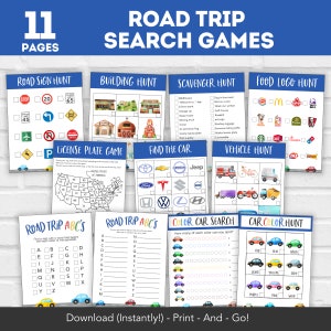 Family Road Trip Planner, Kids Road Trip Games Printable, Family Vacation Scavenger Hunt, Car Games, Travel Printables, Summer Travel Games