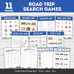 Family Road Trip Planner, Kids Road Trip Games Printable, Family Vacation Scavenger Hunt, Car Games, Travel Printables, Summer Travel Games