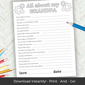 Printable All About My Grandpa Questions Template, Papa Grandpa ...