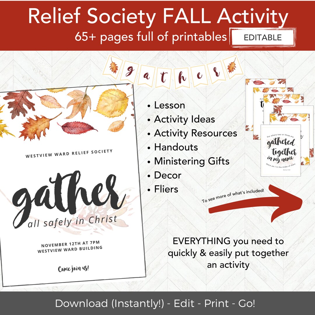 Relief Society Fall Activity, RS Activity Invitation Printable, LDS Printable Ministering Idea ...