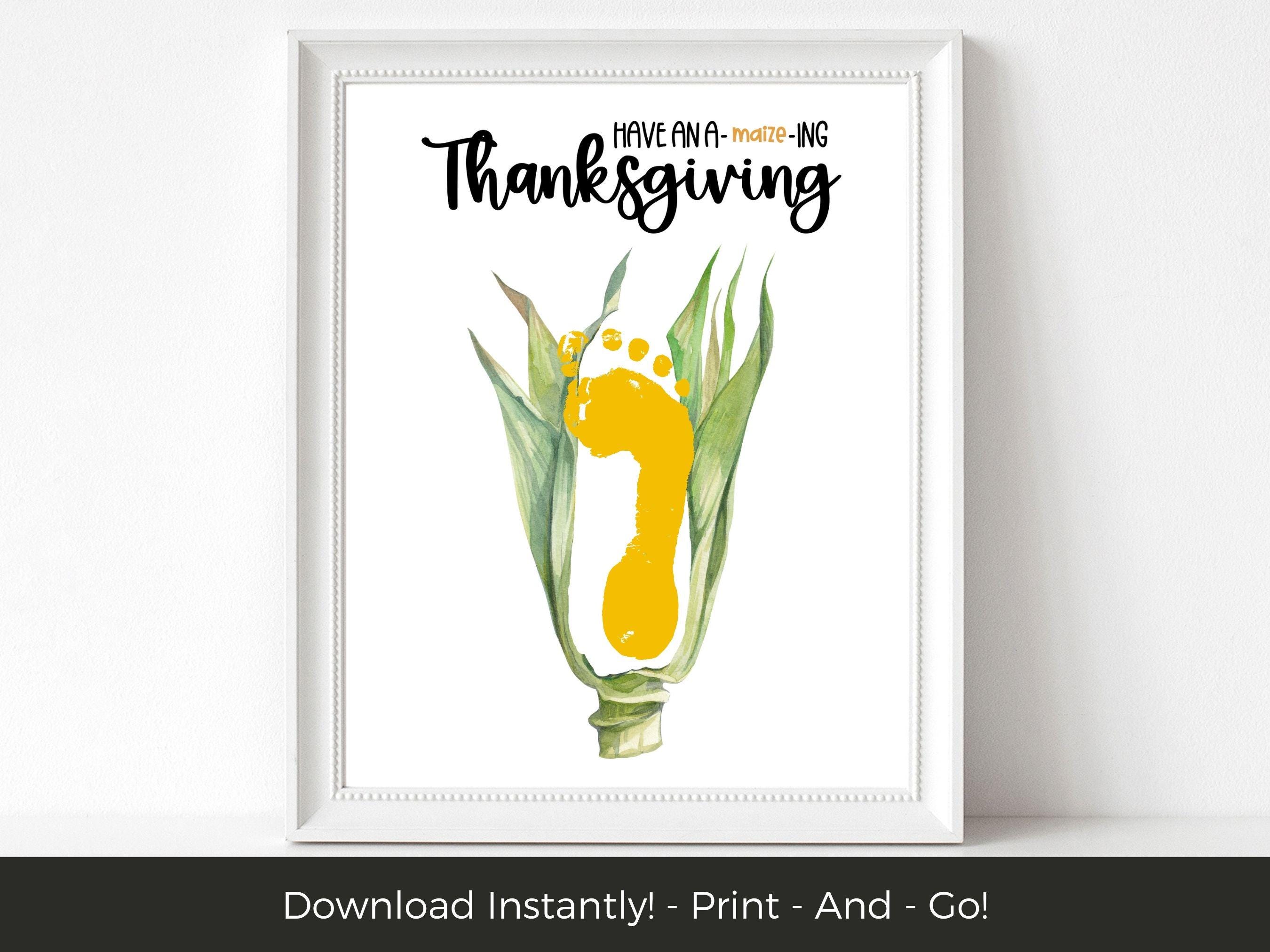 A-MAIZE-ing Thanksgiving Footprint Craft Printable, Corn Art…