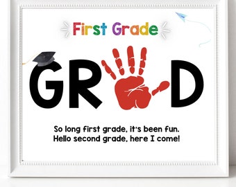 First Grade Graduation Handprint Art, 1st Grade End of School Year Activity, Last Day of School Handprint Craft Activities, Easy Craft Idea