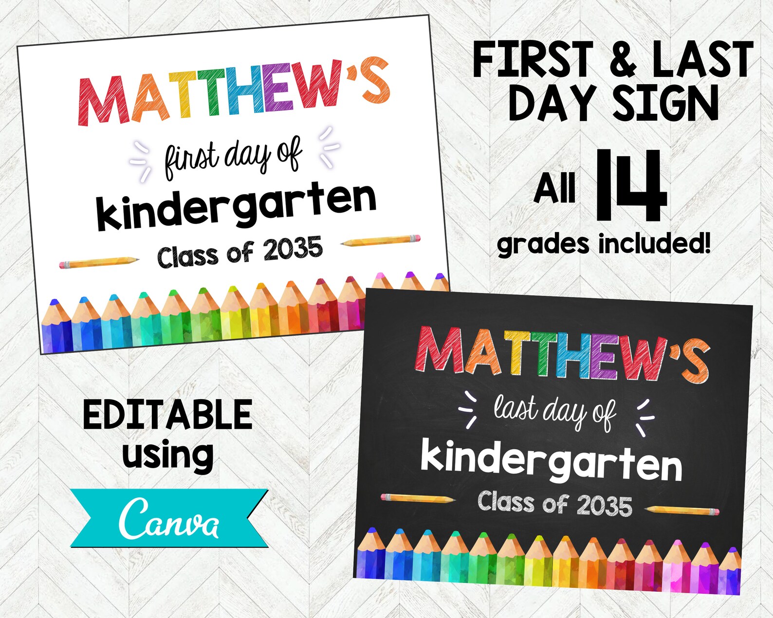 First Day of School Sign Printable EDITABLE Template Back to - Etsy