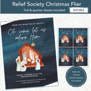 Relief Society Christmas Activity, RS Activity Invitation Printable Flier, LDS Printable Ministering Idea, Church of Jesus Christ