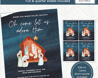 Relief Society Christmas Activity, RS Activity Invitation Printable Flier, LDS Printable Ministering Idea, Church of Jesus Christ