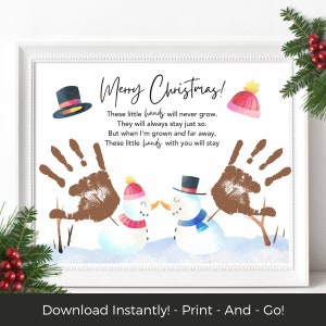 Schneemann Handabdruck Weihnachten Handwerk DIY, Babys erstes Weihnachten, Kleinkind Weihnachtsandenken, Baby Handabdruck Weihnachtskarte Geschenk