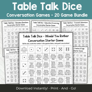 Conversation Starters Bundle, Icebreaker Questions Team Building Games for Work, Get to Know You Game Group Activity, Dice Game