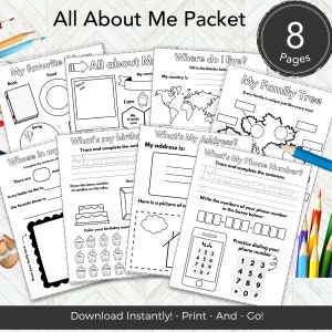 Life Skills Worksheets, All About Me Template, Kindergarten Homeschool Classroom, Preschool Printable, Writing Worksheets 1st 2nd 3rd Grade