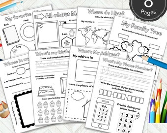 Life Skills Worksheets, All About Me Template, Kindergarten Homeschool Classroom, Preschool Printable, Writing Worksheets 1st 2nd 3rd Grade