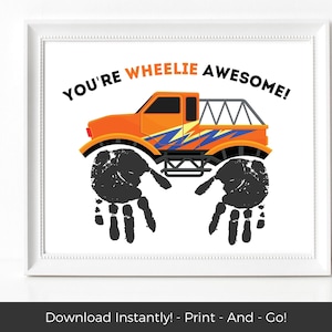 Truck Handprint Craft, Kids or Toddler Handprint Art, Grandparent Gift from Grandkids, Preschool Handprint Craft, Dad or Mom Gift from Kids