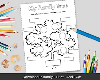 My Family Tree Worksheet, Preschool Printables, Kindergarten Worksheets, About Me Template, Grade School Activity, 1st 2nd 3rd 4th
