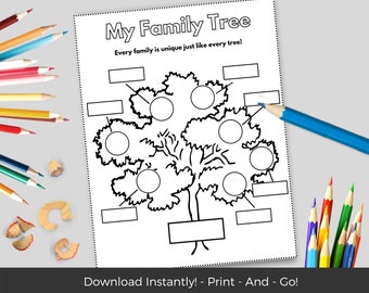 My Family Tree Worksheet, Preschool Printables, Kindergarten Worksheets, About Me Template, Grade School Activity, 1st 2nd 3rd 4th