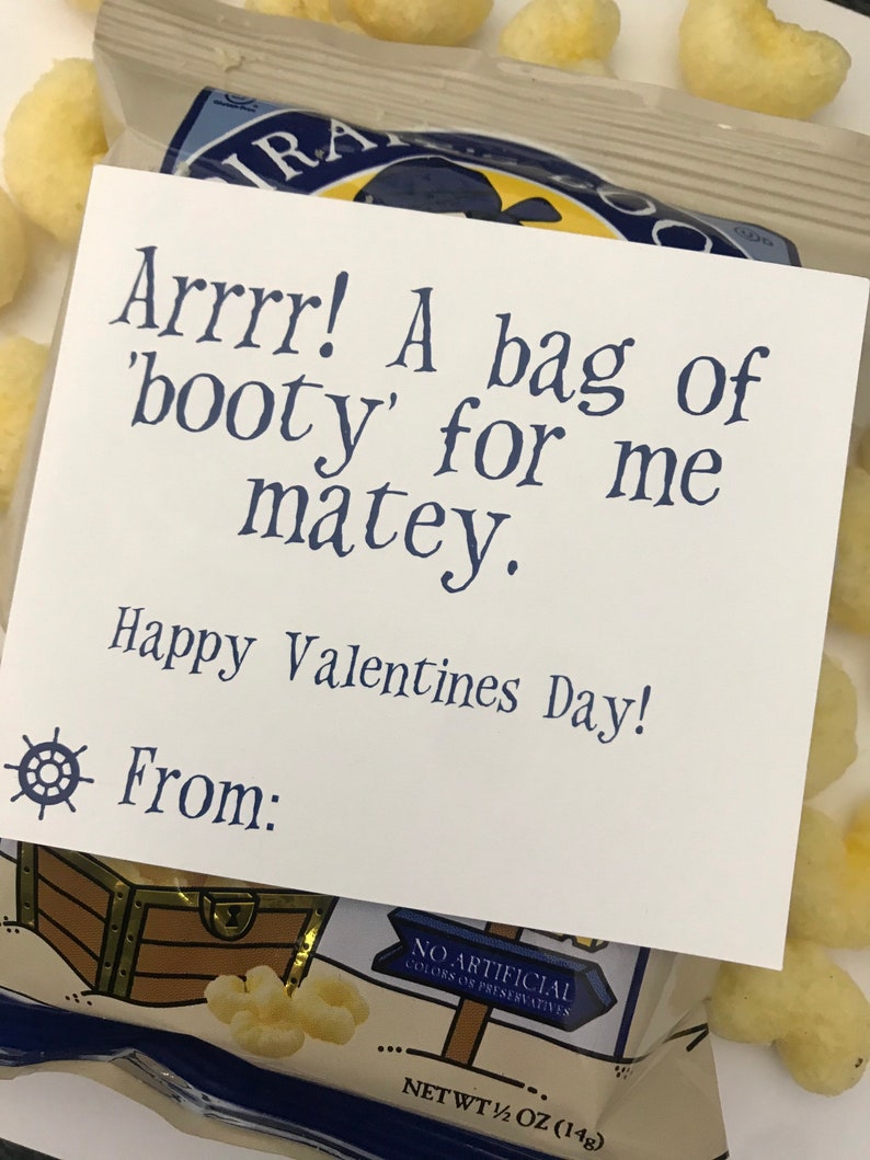 Pirate Valentine Printable Pirate Booty Valentine No Candy Etsy