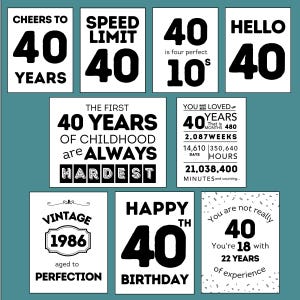 Druckbare 40. Geburtstag Dekoration für Frauen, glückliche 40. Geburtstag-Party Dekoration für Mann, Herren 40. Geburtstag Ideen, Schwester 40. Geburtstag Dekor Bild 2