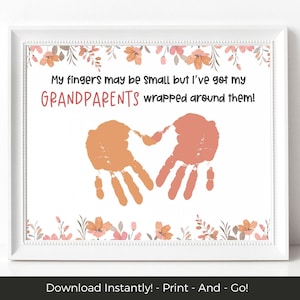 Grandparents Day Handprint Craft Printable, Gift for Grandma Grandpa Flower Handprint Art Activity, Grandparents Day Craft for Class