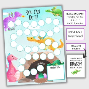 Dragon Reward Chart for Kids Behavior Chart Printable, Chore Chart Toddlers, PDF Instant Download Toddler Sticker Chart, Kids Chart