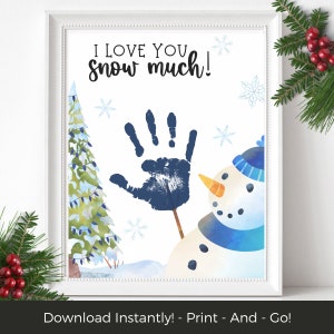 Schneemann Handabdruck Weihnachten Handwerk DIY, Weihnachtsandenken für Kleinkinder, Klasse druckbare Handabdruck Kunst, Weihnachtsgeschenk für Mama oder Papa Aktivität