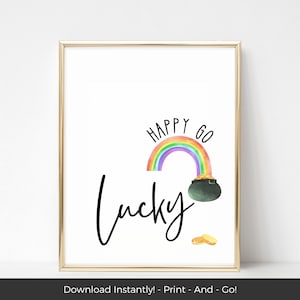 Regenbogen St Patricks Day Wand Kunst druckbare Dekoration, St. Patricks Day druckbare Wandkunst, Glücksbringer Sofort Download Wandkunst, Topf voller Gold