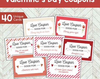 Valentines Coupons for Kids, Non Candy Valentine Idea, Valentines Coupons Printable, Valentines Coupon Digital Download PDF, DIY Gift Ideas