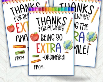 Teacher Appreciation Gift Tag, Bulk Teacher Gift for Teacher from Student, End of Year Teacher Gift, Teacher Appreciation Week Printable