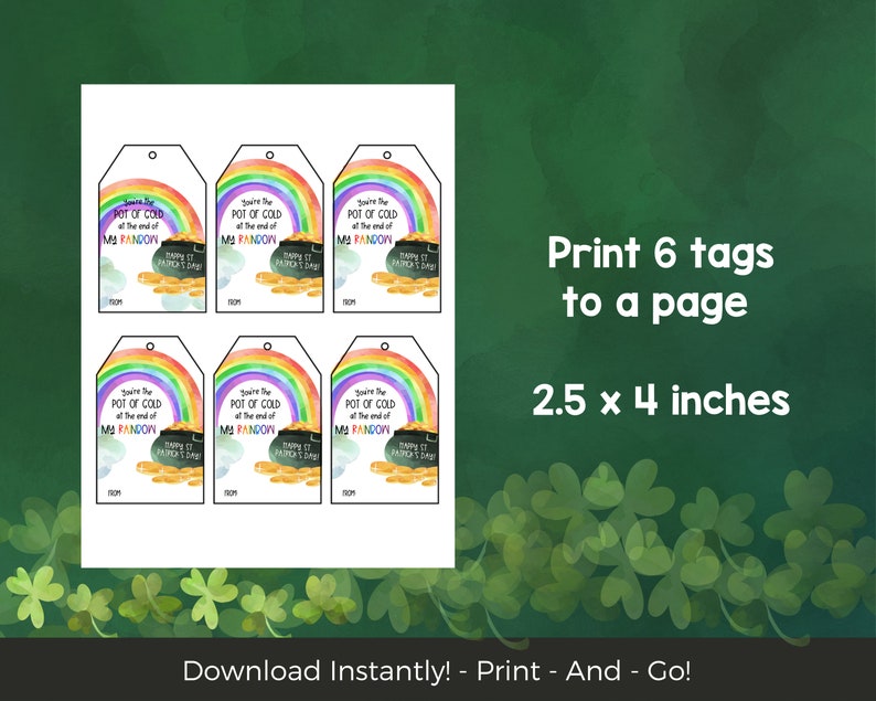 St Patricks Day Printable Gift Tag St Patricks Day Tags - Etsy