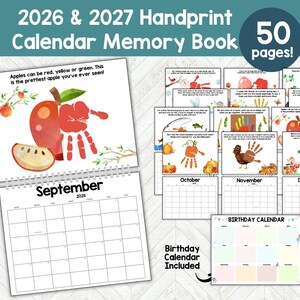 Handprint Calendar 2026 2027, Preschool Handprint Art Printable, 1st ...