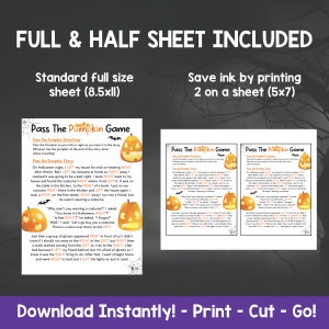 Pass the Pumpkin Game Halloween Printable, Left Right Game East Halloween Party Games for Kids & Adults, Halloween Birthday Party Printable image 2