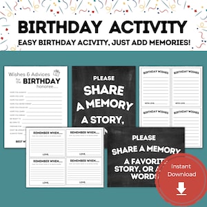 Printable 40th Birthday Activity, Share a Memory Game Party Activity , 40th Birthday Party Games 1984, Mens 40th Birthday For Him Ideas