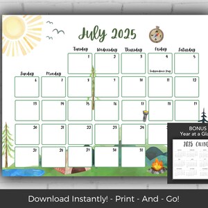 July 2025 Calendar, Kids Calendar Printable, Calendar 2025, Monthly Calendar Printable 2025, Wall Calendar 2025 Calendar Printable