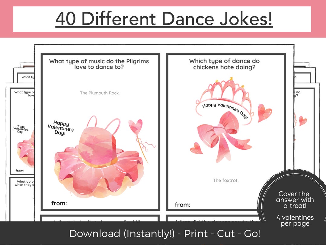 Ballet Valentine Printable Valentine Cards for Kids Cute - Etsy