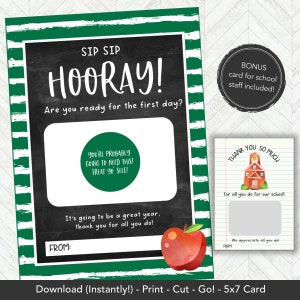 Back to School Gift, Teacher Appreciation Gift Card Holder, 1st day of School Gift for Teacher Printable, First Day of School Teacher Gift