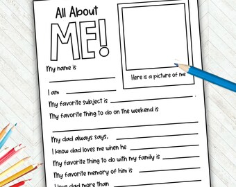 All About Me Printable, Back to School Questionnaire, First Day of School Interview Get to Know You Template, Classroom  Worksheets
