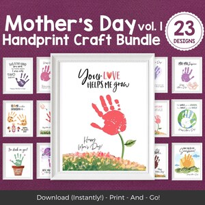 Muttertag Handabdruck Kunst Bundle, Muttertag Handabdruck druckbar, Muttertag Bundle, Mutter Geschenk von Kindern, druckbare Blumen Handabdruck Handwerk