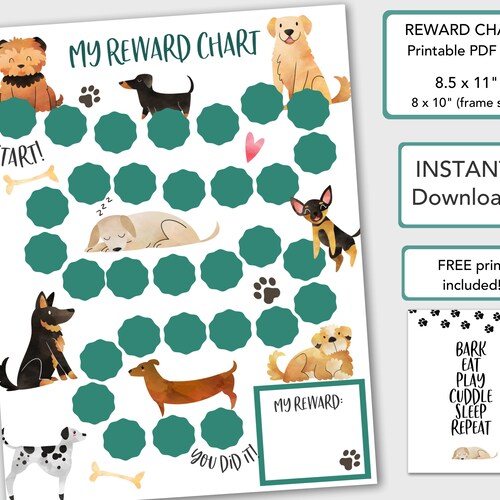 Puppy Dog Reward Chart for Kids Behavior Chart Printable - Etsy