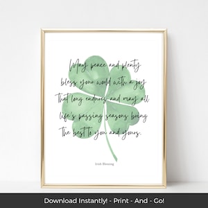 Irish Blessing St Patricks Day Wall Art Printable Decor, Saint Patricks Day Printable Wall Art, Shamrock Instant Download Wall Art