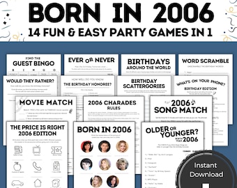 Printable 18th Birthday Games for Him or Her, 18th Birthday Ideas, Born in 2006, 18th Birthday Party Game, 18th Birthday for Men Women