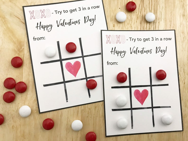 Tic Tac Toe Valentine Cards for Kids Valentine Printable | Etsy
