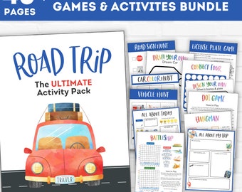 Kids Road Trip Games Printable, Family Road Trip Planner, Family Vacation Scavenger Hunt, Car Games, Travel Printables, Road Trip Journal