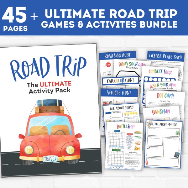 Kids Road Trip Games Printable, Family Road Trip Planner, Family Vacation Scavenger Hunt, Car Games, Travel Printables, Road Trip Journal