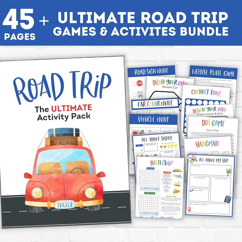 Kids Road Trip Games Printable, Family Road Trip Planner, Family Vacation Scavenger Hunt, Car Games, Travel Printables, Road Trip Journal image 1
