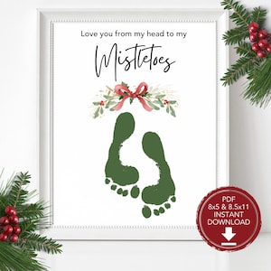 Mistletoe Handprint Kids Christmas Craft, Baby's First Christmas, Toddler Christmas Keepsake, Baby Handprint, Kids Christmas Card Printable
