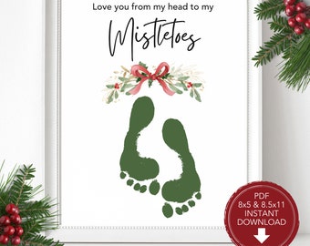 Mistletoe Handprint Kids Christmas Craft, Baby's First Christmas, Toddler Christmas Keepsake, Baby Handprint, Kids Christmas Card Printable