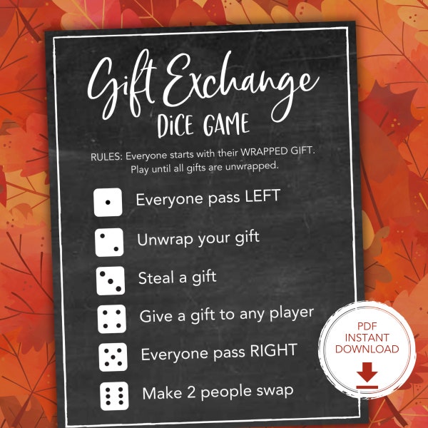 Printable White Elephant Dice Game - Etsy