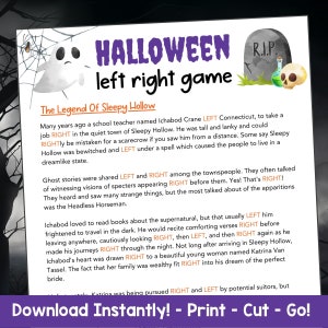 Left Right Game Halloween Printable, Pass the Pumpkin Game Halloween Party Games for Kids & Adults, Halloween Birthday Party Printable