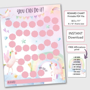 Unicorn Reward Chart for Kids Behavior Chart Printable, Chore Chart Toddlers, PDF Instant Download Toddler Sticker Chart, Kids Chart