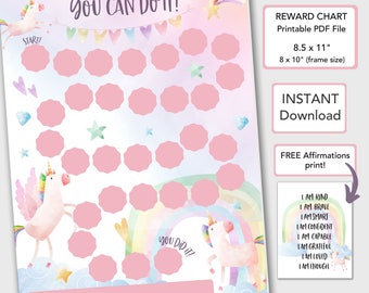 Unicorn Reward Chart for Kids Behavior Chart Printable, Chore Chart Toddlers, PDF Instant Download Toddler Sticker Chart, Kids Chart