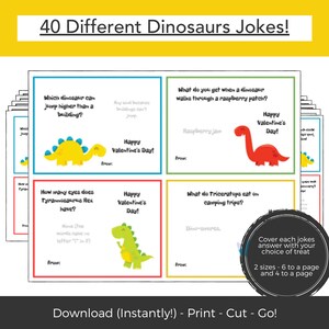 Dinosaur Valentine Printable Card with Jokes - Funny Dino Cards for Kids - Boys Valentine Cards Printable - Instant Download PDF V-Day T rex