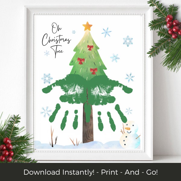 Christmas Tree Handprint Kids Christmas Craft, Baby's First Christmas, Toddler Christmas Keepsake, Baby Handprint Printable Christmas Card