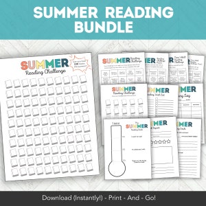 Zomerleesuitdaging afdrukbaar, leesdagboek voor tieners, volwassenen of kinderen of leestracker, kinderboektracker afdrukbaar logboek, boekenlogboek